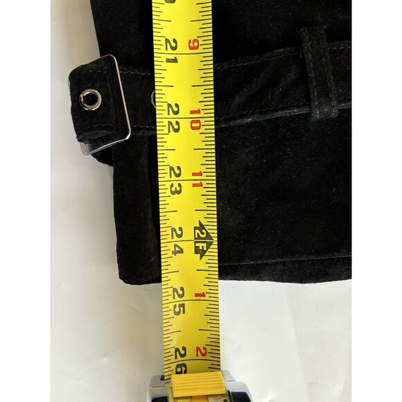 Pamela McCoy Couture Suede Leather Jacket Coat Size L Ruffle Belted Boho Witchy - Picture 12 of 16